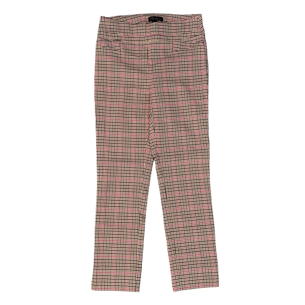 Renuar Plaid Pants Womens‎ Size 4 Career Casual Party High Waist Slit Hem